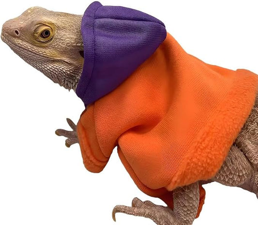 Lizard Clothes for Bearded Dragons Reptile Apparel Handmade Cotton Material Hoodies Gift for Lizard Small Animal Gecko Chameleon(Orange and purple) HOKABLE
