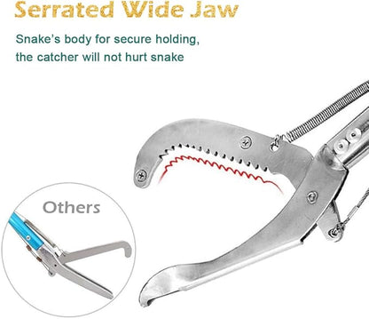 IC ICLOVER Snake Tongs, Upgrade 60 Inch Extra Long Snake Grabber Professional Heavy Duty Reptile Rattle Snake Catcher Wide Jaw Handling Tool with Lock, Non-Slip Grip Handle ICICLOVER