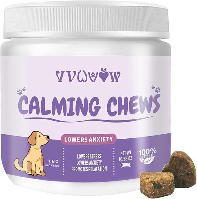 Dog Calming Chews with Melatonin - 180PCS Anxiety Relief Treats for Dogs, Calming Chews for Dogs, Promote Relaxation, Reduce Stress, Sleep Aid for Dogs,Natural Ingredients Calming Treats for Dogs VVWVVW