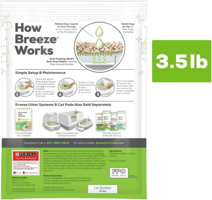 Purina Tidy Cats Litter, Breeze Litter Pellets to be Used with Breeze Litter System, Prevents Dust and Tracking, 3.5 LB Each (Pack of 2) - PAWPICO