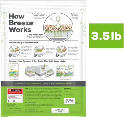 Purina Tidy Cats Litter, Breeze Litter Pellets to be Used with Breeze Litter System, Prevents Dust and Tracking, 3.5 LB Each (Pack of 2) - PAWPICO