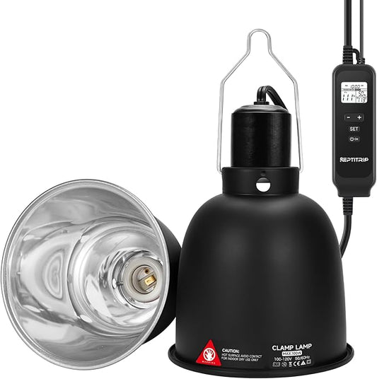 5.5-INCH Reptile Thermostat Light Fixture - Heat Lamp Temperature Controller (Max 100W) for Bearded Dragons, Snakes & Leopard Geckos, E26 REPTITRIP