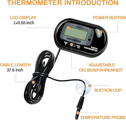 Simple Deluxe 150W Ceramic Heat Lamp Reptile Heat Emitter Heater Lamp Bulb No Light with Free Digital-Thermometer, for Pet Brooder Coop Chicken, Dragon Turtle Lizard Snake Aquarium Tank SimpleDeluxe