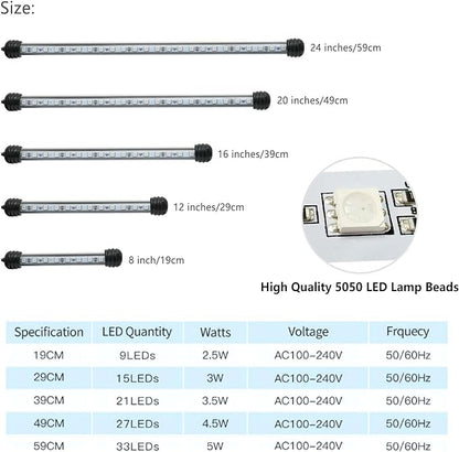 Smart Submersible Aquarium Light with App Timer, 23 Inches LED Fish Tank Light, RGB 16 Million Colors Changing, 7/24 On/Off Automatic, Aquarium Lighting Jenklight