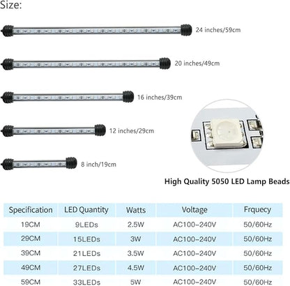 Smart Submersible Aquarium Light with App Timer, 11.5 Inches LED Fish Tank Light, RGB 16 Million Colors Changing, 7/24 On/Off Automatic, Aquarium Lighting Jenklight