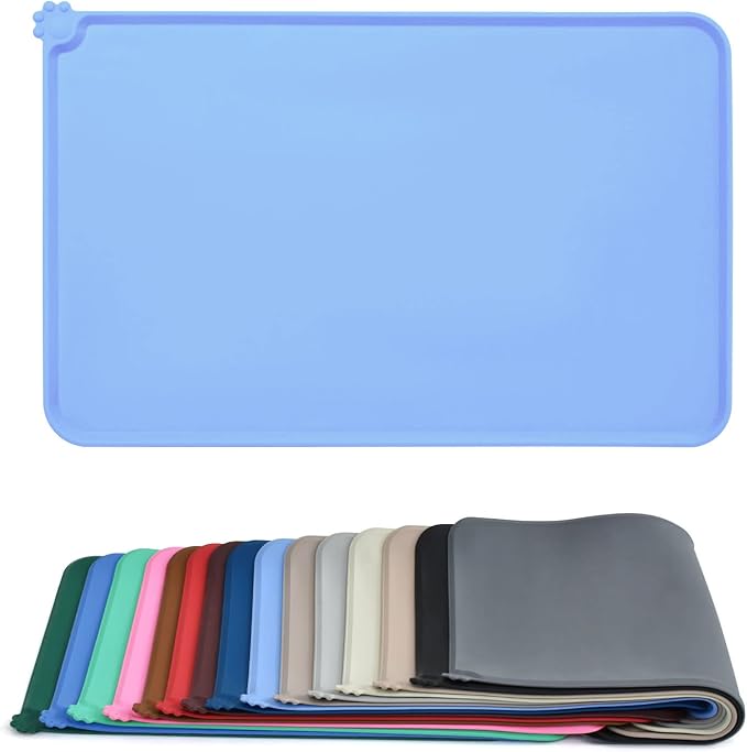 AUDWUD Silicone Waterproof Dog Cat Pet Feeding Mats,Anti Slip Pet Bowl Mats,Pet Feeding Mat, 28" x 18" - PAWPICO