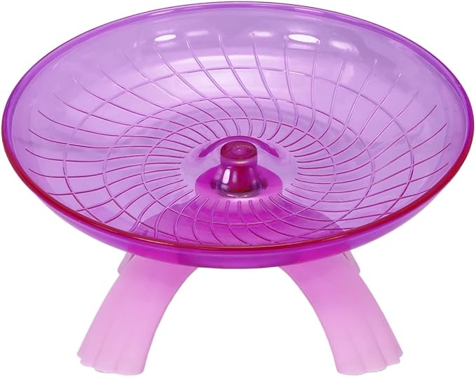 Hamster Flying Saucer Silent Running Exercise Wheel for Gerbil Rat Mouse Hedgehog Small Animals (Pink) Wontee