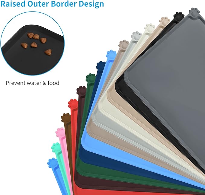 AUDWUD Silicone Waterproof Dog Cat Pet Feeding Mats,Anti-Slip Pet Bowl Mats,Pet Feeding Mat - PAWPICO