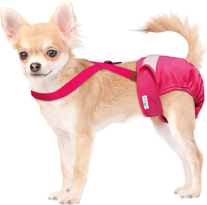 Paw Inspired Dog Diaper Suspenders with Velcro Fasteners | Stretchy Adjustable Suspenders for Female and Male Disposable and Washable Diapers | Fits Small, Medium and Large Size Pets (XS/S, Pink) - PAWPICO