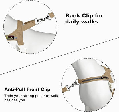 Plutus Pet Cotton Dog Harness and Leash Set, Reflective and Soft Padded, Quick Fit Vest Harness, for Small, Medium and Large Dogs, Beige, S PLUTUSPET