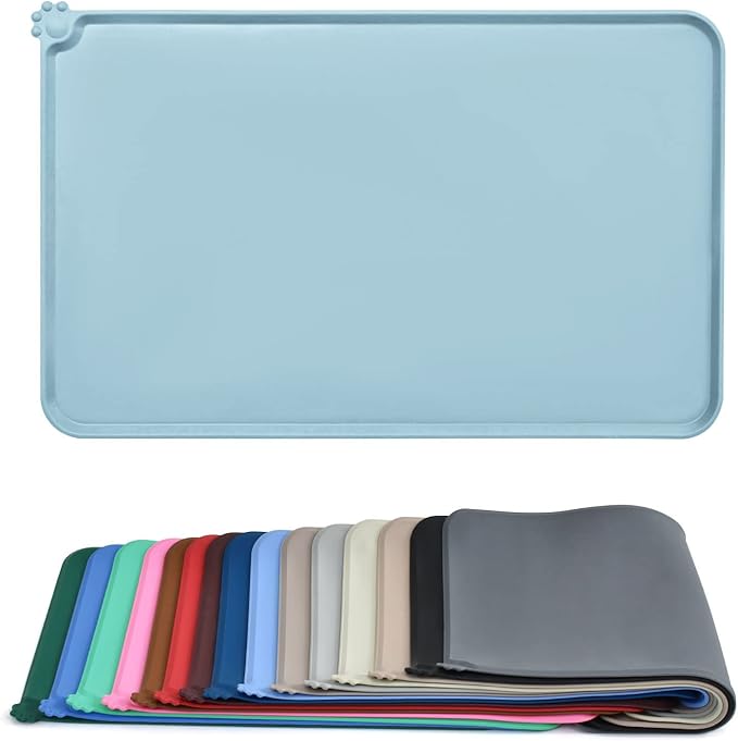 AUDWUD Silicone Waterproof Dog Cat Pet Feeding Mats,Anti-Slip Pet Bowl Mats,Pet Feeding Mat - PAWPICO