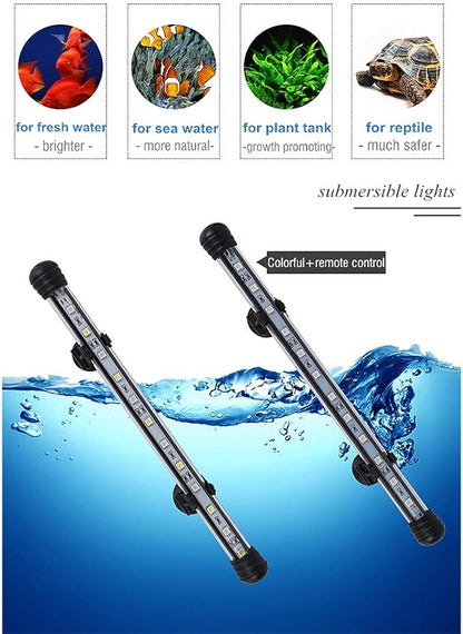MQ 23 in Submersible LED Aquarium Light, 9W Color Changing Fish Tank Light with Remote Control, IP68 Crystal Glass 30 LEDs Lights Bar, for Fish Tank 30-37 inch MQ