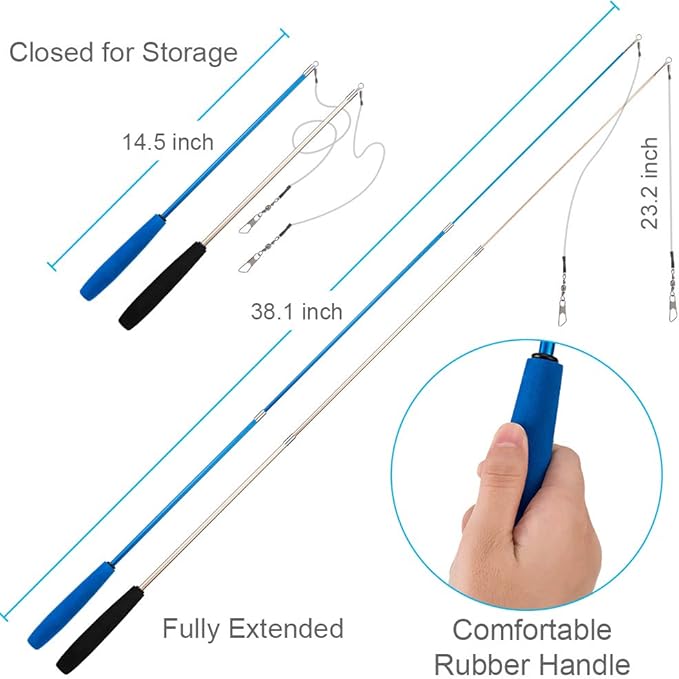 Cat Toys Feather Toy, 2PCS Retractable Wand and 10PCS Replacement Teaser with Bell Refills, Interactive Catcher and Funny Exercise for Kitten. - PAWPICO