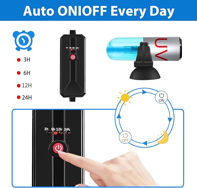 Aquarium Clean Light，3 W Mini Submersible Algae Removal Light with Timer,Aquarium Water Clean Green Clear Waterproof Clean Light for Pond,Swimming Pool AquariumPetsFishMonopoly