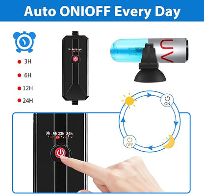 Aquarium Clean Light，3 W Mini Submersible Algae Removal Light with Timer,Aquarium Water Clean Green Clear Waterproof Clean Light for Pond,Swimming Pool AquariumPetsFishMonopoly