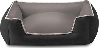 Dog Bed with Sides for Medium Dogs and Large Dogs, Soft & Fluffy, All Seasons, Fully Removable & Washable Dog Bed, Luxury, Stylish, Cozy, Comfy, Warm(Black+Gray, M) - PAWPICO