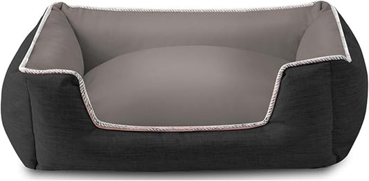 Dog Bed with Sides for Medium Dogs and Large Dogs, Soft & Fluffy, All Seasons, Fully Removable & Washable Dog Bed, Luxury, Stylish, Cozy, Comfy, Warm(Black+Gray, M) - PAWPICO