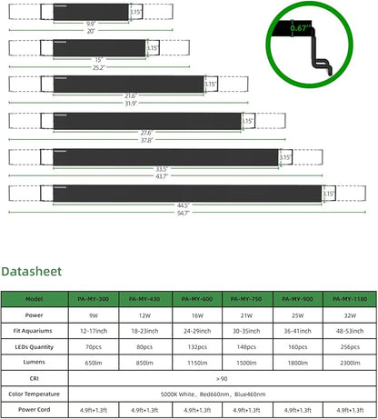 Aquarium Light, LED Full Spectrum Freshwater Aquarium Lights, Daylight/Moonlight Mode and stepless dimmable, Fish Tank Light with 6h/9h/12h Timer and Auto ON/Off (M 48-53 in) PRONORO