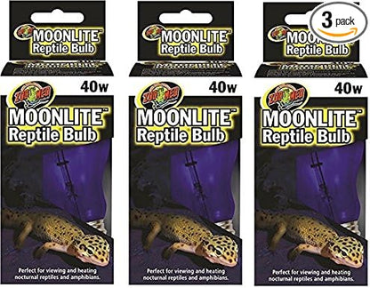 (3 Pack) Zoo Med Moonlight 40 Watt Reptile Bulbs ZooMed