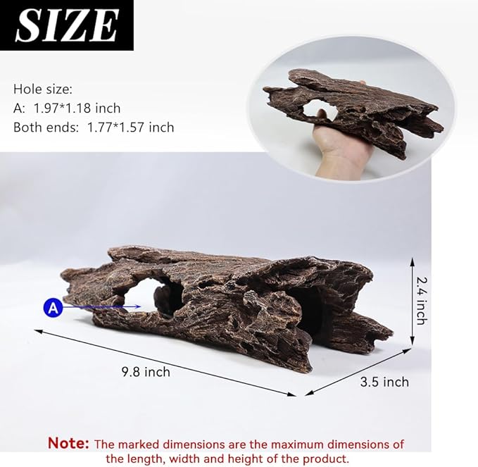 Fish Tank Decorations - Large Aquarium Decorations Air Bubbler Tree Fish House for Betta Hideout Caves Buddha Decor Temple Ruins Arched Betta Fish Accessories Reptile House Shelter Decor (Wood A-M) PTFJZ