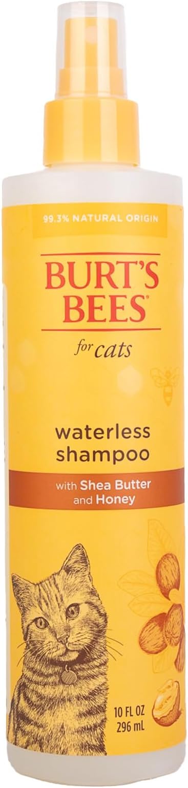Burt's Bees for Pets Cat Naturally Derived Waterless Shampoo with Shea Butter and Honey - Cat Waterless Shampoo Spray - Easy to Use Cat Dry Shampoo - Made in the USA, 10 Oz - PAWPICO