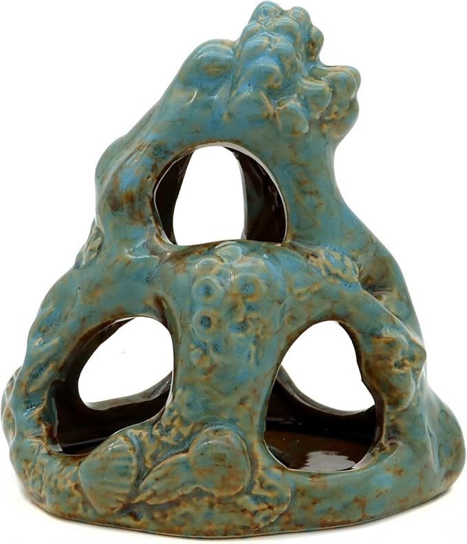 JIHAQUA Aquarium Ceramic Cave Decorations, Betta Fish Tank Accessories, Small Fish Tank Hideaway Decor JIHAQUA