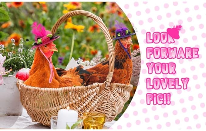 6 Pieces Chicken Hats for Hen Mini Hat Chicken Helmet Accessories Feather Top Hat Funny Small Hat Tiny Pet Hat with Adjustable Elastic Chin Strap for Animal Costume PAWPICO