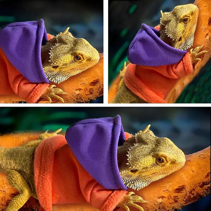 Lizard Clothes for Bearded Dragons Reptile Apparel Handmade Cotton Material Hoodies Gift for Lizard Small Animal Gecko Chameleon(Orange and purple) HOKABLE