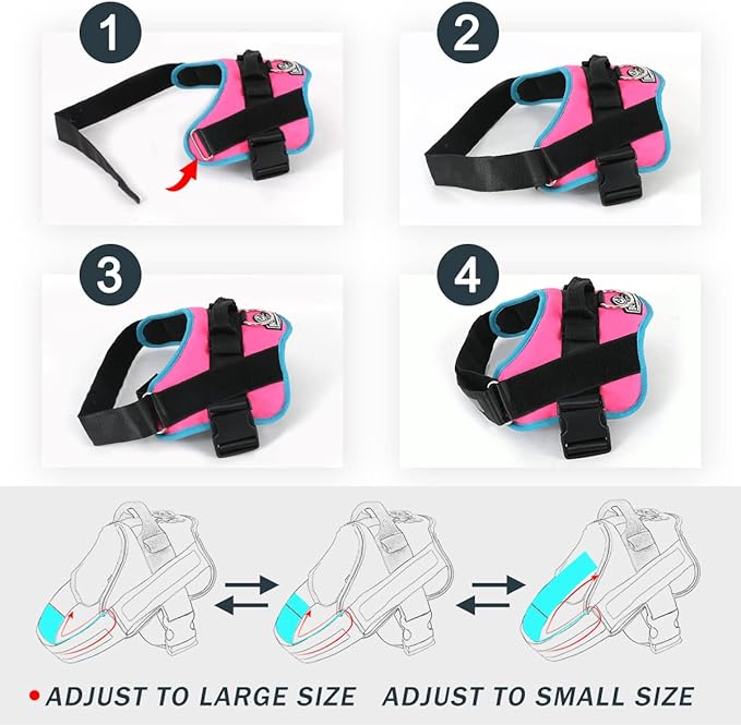 Bolux Dog Harness, No-Pull Reflective Dog Vest, Breathable Adjustable Pet Harness with Handle for Outdoor Walking - No More Pulling, Tugging or Choking Small (Pack of 1) RoseTurquoise Bolux