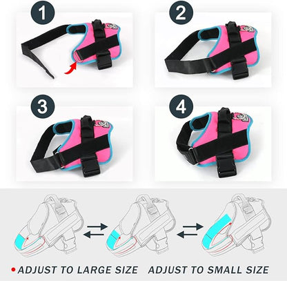 Bolux Dog Harness, No-Pull Reflective Dog Vest, Breathable Adjustable Pet Harness with Handle for Outdoor Walking - No More Pulling, Tugging or Choking Small (Pack of 1) RoseTurquoise Bolux