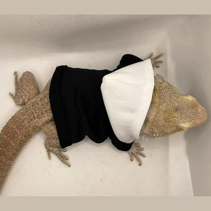 Lizard Clothes for Bearded Dragons Handmade Cloth Material Hoodies Sweater Coat Reptile Apparel Costume Skin Protection Photo Party for Lizard Bearded Dragon Crested Gecko Chameleon (Black) KUNBIUH