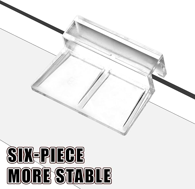 6 Pcs Aquarium Lid Clips, 8mm Thick Fish Tank Lid Clear Acrylic Aquarium Cover Support Clamps Replacement Universal Aquarium Glass Top Cover Holder Lid for Rimless Aquariums Fish Tank PAWPICO
