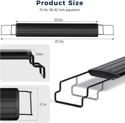 Tatub 23W LED Aquarium Light for 36"-42" Fish Tank, Full Spectrum Fish Tank Light with White Blue Red Green LEDs, 10 Levels of Brightness，Timer Auto On/Off Tatub