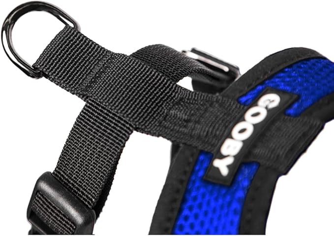 Gooby Comfort X Head in Harness - Blue, Small - No Pull Small Dog Harness, Patented Choke-Free X Frame - Perfect on The Go Dog Harness for Medium Dogs No Pull or Small Dogs for Indoor and Outdoor Use Gooby
