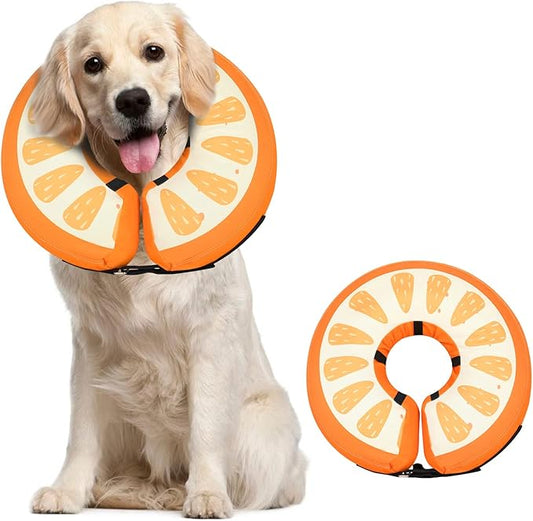 Dog Cone Collar for Small Medium Large Dogs for After Surgery, Pet Inflatable Neck Donut Collar Soft Protective Recovery Cone for Dogs and Cats - Alternative E Collar Does not Block Vision Orange,L MIDOG