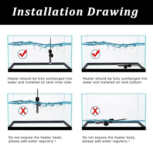 PULACO Small Aquarium Betta Heater for 6-10 Gallon Tank (50W) PULACO