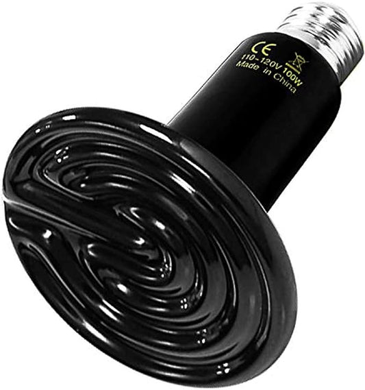 HealSmart Reptile Heat Lamp 100W Ceramic Heat Emitter, No Light Emitting Heat Bulbs for Amphibian Pet Brooder Coop Incubating Chicken, Lizard Bearded Dragon Turtle Snake Terrarium Black HealSmart