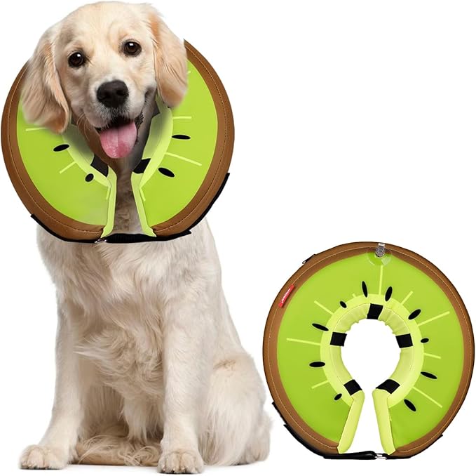 Dog Cone Collar for Small Medium Large Dogs for After Surgery, Pet Inflatable Neck Donut Collar Soft Protective Recovery Cone for Dogs and Cats-Alternative E Collar Does Not Block Vision-Kiwifruit,L MIDOG