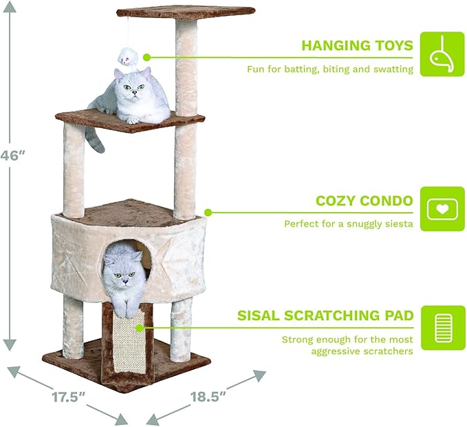 Go Pet Club F708 46" Kitten Tree,Beige - PAWPICO