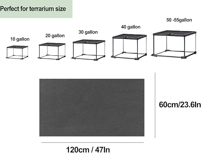 47" x 24" Large Reptile Carpet Terrarium Liner Bedding Reptile Substrate Mat Tank Accessories for Bearded Dragon Snake Lizard Tortoise Leopard Gecko (Grey) Mechpia