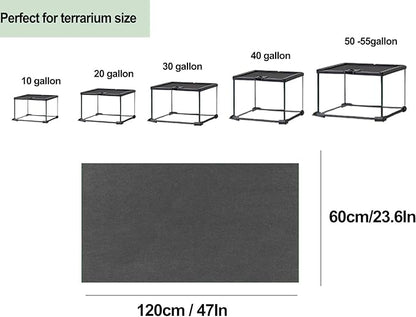47" x 24" Large Reptile Carpet Terrarium Liner Bedding Reptile Substrate Mat Tank Accessories for Bearded Dragon Snake Lizard Tortoise Leopard Gecko (Grey) Mechpia