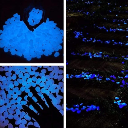Oubest Glow in The Dark Rocks Glow Pebbles Outdoor Bulk Blue Decorations Stones for Garden Fish Tank Aquarium Walkway Plant Pots (500, Blue) Outbest