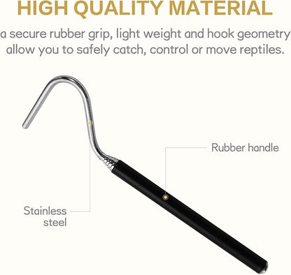 CONSIO Retractable Reptile Hook, Portable Mini Snake Hook Collapsible Stainless Steel Snake Tool, and Snake & Reptile Hook Retractable Catching Snake Handling Tool CONSIO