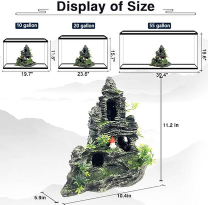 Aquarium Decorations Large and Tall Large Aquarium Decorations for Fish Tank Decorations Fish Tank Ornaments Mountain View Stone Ornament Tree Rock Cave Artificial Fish Tank Ornament GOLOMOZ