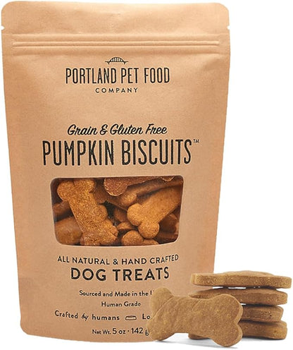 Portland Pet Food Company Pumpkin Healthy Dog Treats - Grain-Free, Human-Grade, Pumpkin Dog Treats - All Natural Dog Training Treats & Biscuits Made in the USA Only 1-Pack (5 oz) - PAWPICO