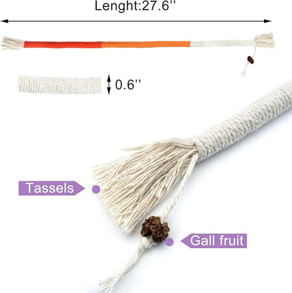 Quacc 4 PCS Cat Chew Toy Bite Ropes with Natural Gall Fruit, Colorful Kitten Chew Rope Interactive Cat Toy Sturdy Chewing Ropes for Cat Teeth Cleaning Stress Release - 27.6" - PAWPICO