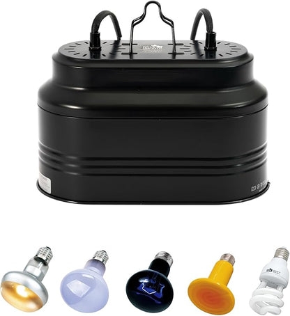 Dual Reptile Light Fixture with 2 On/Off Switches, Deep Dome Reptile Heat Lamp Fixture fit E26 Reptile Lamp, UVB Reptile Light Fixture Kit Perfect for Reptiles Amphibians Giangarden