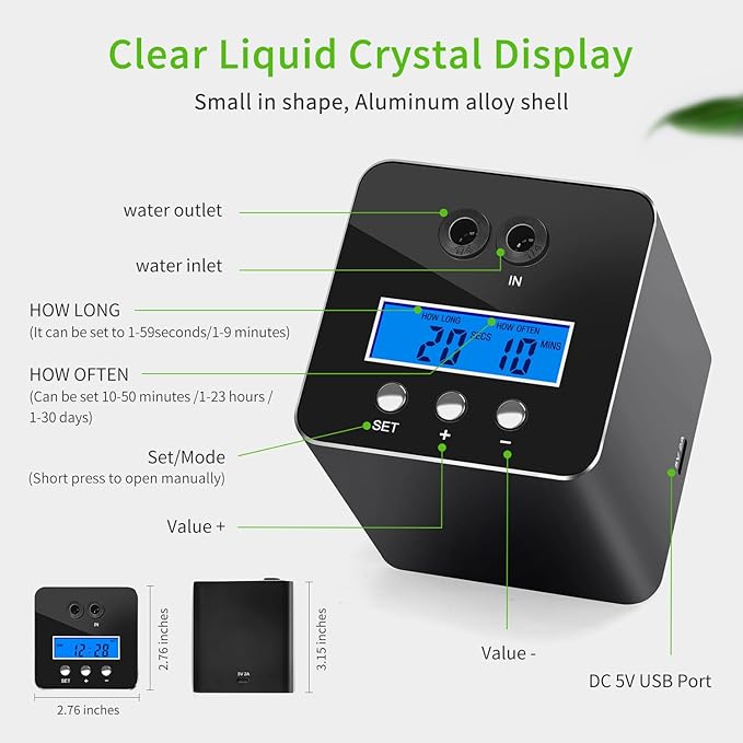 Reptile Mister System, Reptile Humidifier for Terrariums, auto Mister with 2 Spray Nozzles for Reptiles，Snakes,Frogs,Plants RUNWUSHENG
