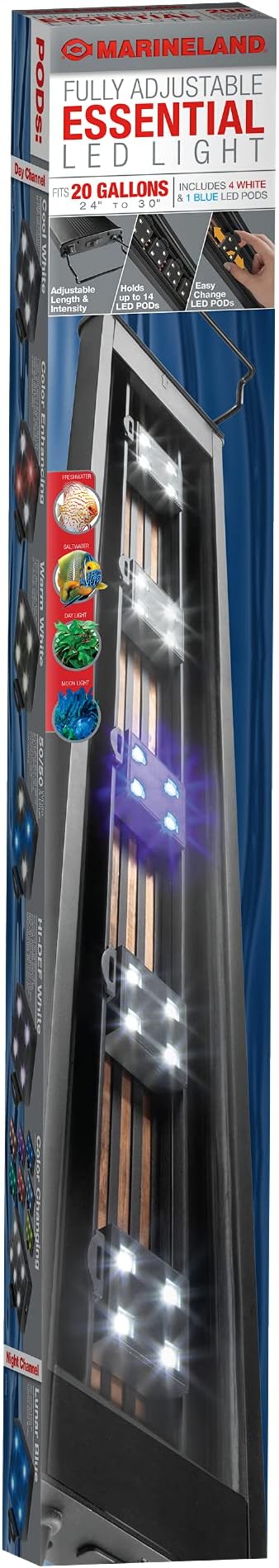 Marineland Fully Adjustable Essential LED Light for 20 Gallon Aquariums, Customizable Lighting Marineland