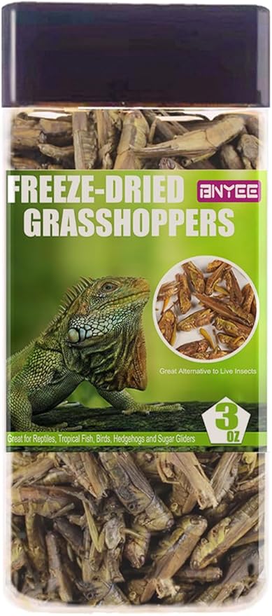 Tasty Freeze Dried Grasshopper Reptile Food for Turtles, Bearded Dragon, Hedgehog,Lizard, Chameleon, Birds (3 OZ) BNYEE